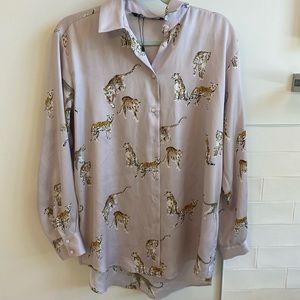 Zara leopard/cheetah satin blouse
